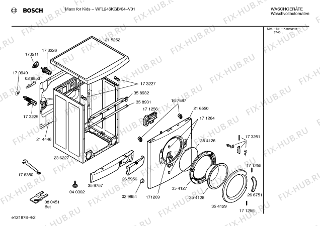 Схема №2 WFL246KGB Maxx for Kids с изображением Инструкция по установке и эксплуатации для стиралки Bosch 00528143