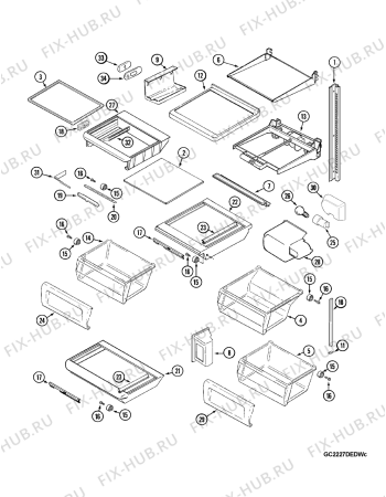 Схема №9 GC2227DEDW с изображением Заглушка для холодильной камеры Whirlpool 482000094043