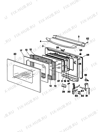 Взрыв-схема плиты (духовки) Electrolux EK6488/4 - Схема узла Upper door