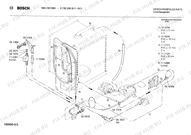 Взрыв-схема посудомоечной машины Bosch 0730200911 SMU921050 - Схема узла 03