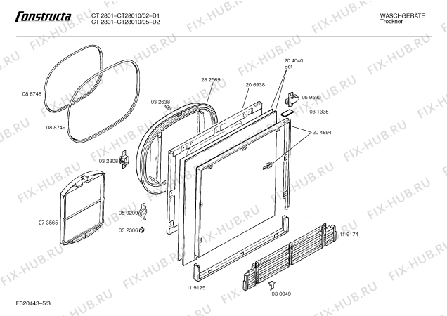 Схема №2 CT28010 CT2801 с изображением Панель для сушилки Bosch 00273807