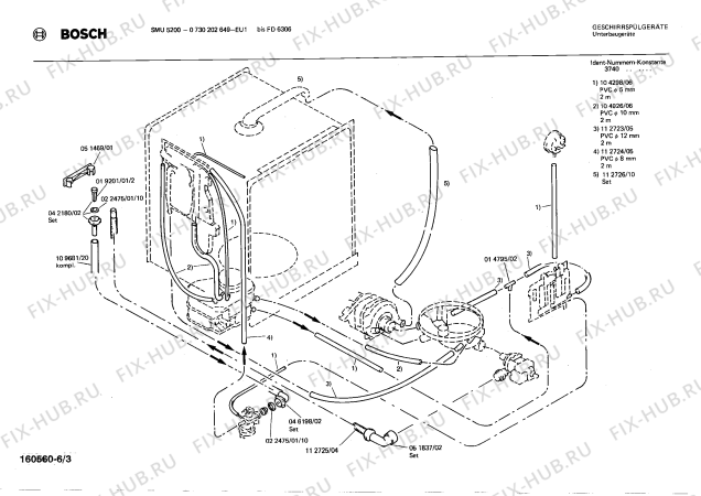 Взрыв-схема посудомоечной машины Bosch 0730202649 SMU5200 - Схема узла 03