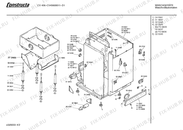 Схема №3 CV45600011 CV456 с изображением Таблица программ для стиральной машины Bosch 00084268