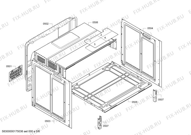 Взрыв-схема плиты (духовки) Bosch HEN201E2 - Схема узла 05