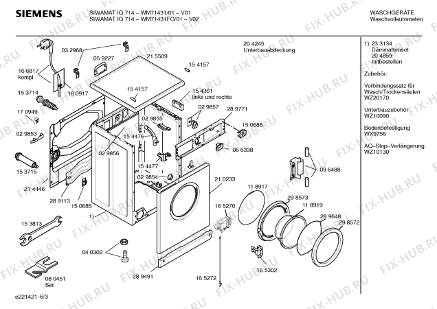 Схема №3 WM71431FG SIWAMAT IQ 714 с изображением Инструкция по эксплуатации для стиральной машины Siemens 00520983