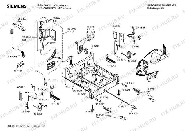 Взрыв-схема посудомоечной машины Siemens SF64A632 - Схема узла 05