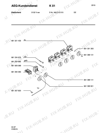 Взрыв-схема плиты (духовки) Aeg 5102V-W - Схема узла Section6