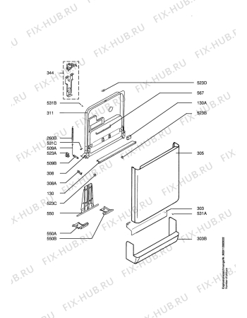 Взрыв-схема посудомоечной машины Aeg FAV50830W - Схема узла Door 003