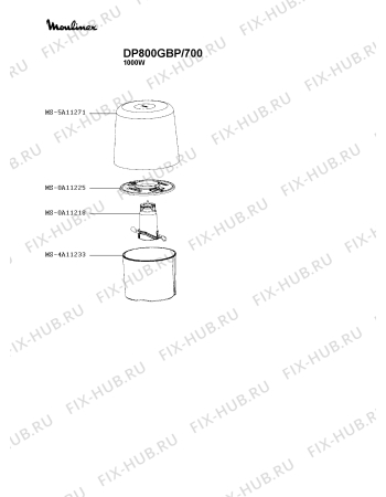 Взрыв-схема блендера (миксера) Moulinex DP800GBP/700 - Схема узла 5P004630.1P2