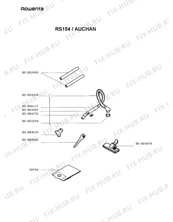 Взрыв-схема пылесоса Rowenta RS154 - Схема узла rs154_a_.FR2