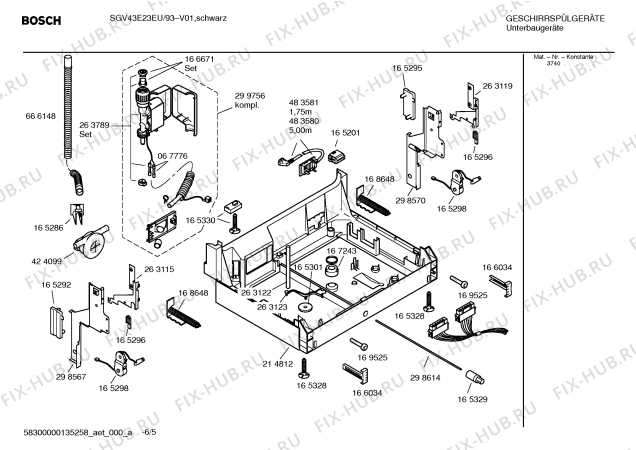 Схема №3 SGV43E23EU с изображением Инструкция по эксплуатации для электропосудомоечной машины Bosch 00692321