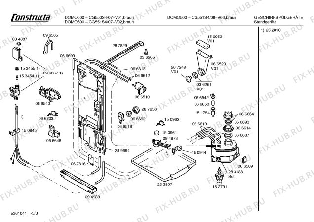 Взрыв-схема посудомоечной машины Constructa CG551S4 DOMO500 - Схема узла 03