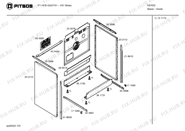 Взрыв-схема плиты (духовки) Pitsos P1HCB42427 - Схема узла 02