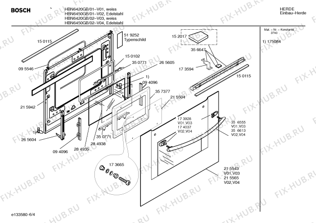 Схема №4 HBN6450GB с изображением Инструкция по эксплуатации для духового шкафа Bosch 00526834