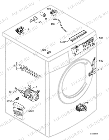 Взрыв-схема стиральной машины Zanussi Electrolux ZWF16281W - Схема узла Electrical equipment 268