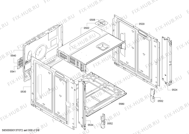 Взрыв-схема плиты (духовки) Siemens HB56RS550E - Схема узла 05