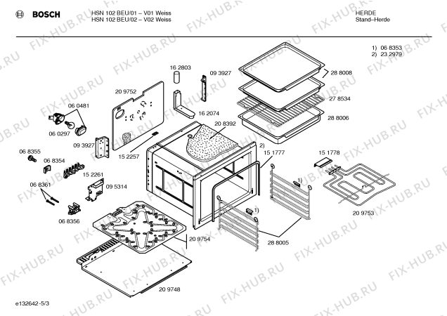 Взрыв-схема плиты (духовки) Bosch HSN102BEU - Схема узла 03