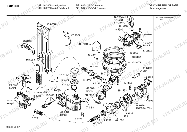 Схема №4 SRU8424 Exclusiv с изображением Кнопка для посудомойки Bosch 00416392