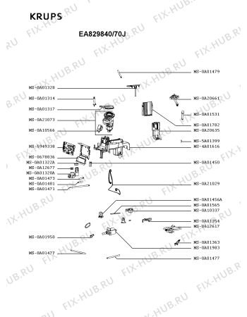 Взрыв-схема кофеварки (кофемашины) Krups EA829840/70J - Схема узла BP005264.3P2