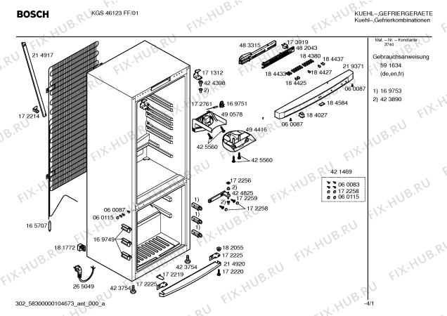 Схема №2 KGS43123FF с изображением Инструкция по эксплуатации для холодильной камеры Bosch 00591634