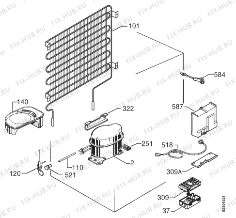 Взрыв-схема холодильника Privileg 045235 9 - Схема узла Cooling system 017