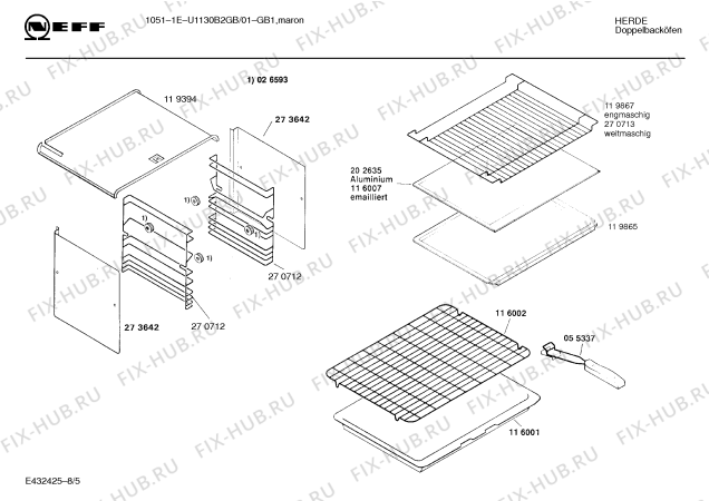 Схема №5 U1130B2GB 1051-1E с изображением Панель для электропечи Bosch 00286083