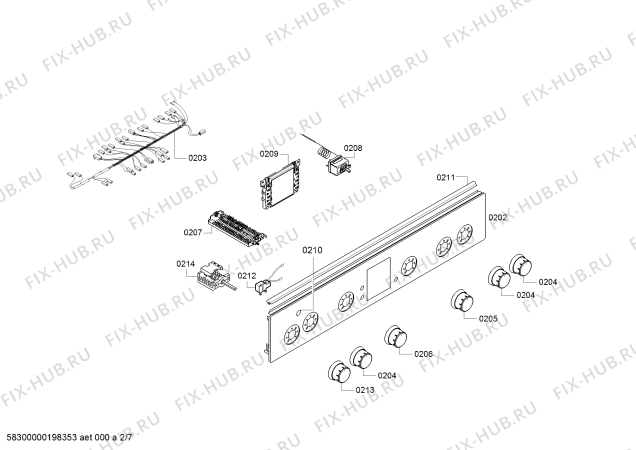 Взрыв-схема плиты (духовки) Bosch HGD64D221Q - Схема узла 02