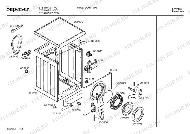 Схема №2 5TS610A с изображением Панель для стиральной машины Bosch 00288347