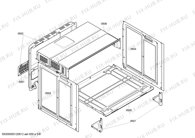 Взрыв-схема плиты (духовки) Bosch HBN300521 - Схема узла 05