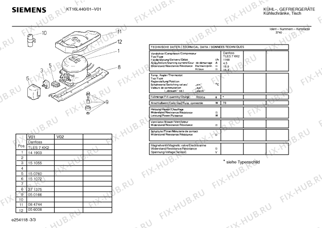 Взрыв-схема холодильника Siemens KT16L441 - Схема узла 03