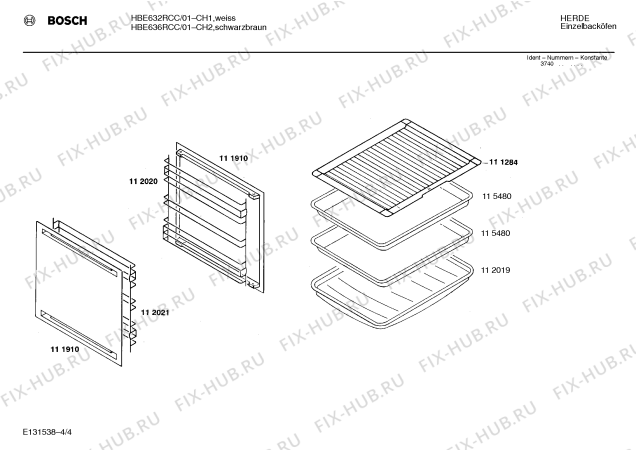 Схема №2 HBE636FGB с изображением Панель для плиты (духовки) Bosch 00271314