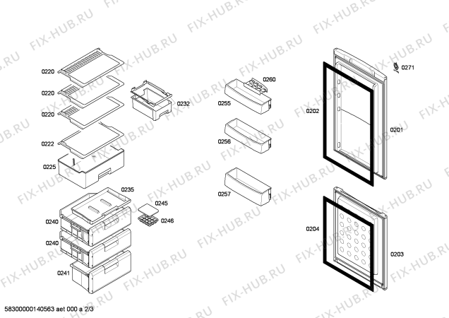 Схема №3 3KEB5601 с изображением Дверь морозильной камеры для холодильника Bosch 00683423