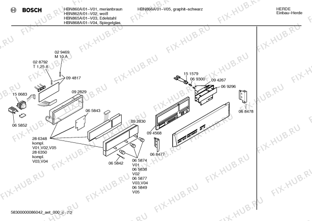 Схема №5 HBN862A с изображением Инструкция по эксплуатации для плиты (духовки) Bosch 00517545