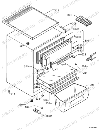 Взрыв-схема холодильника Zanussi Electrolux ZRT155W - Схема узла Housing 001