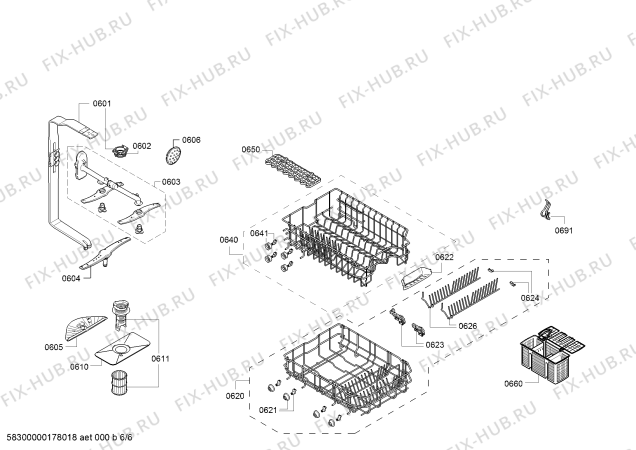 Взрыв-схема посудомоечной машины Bosch SPV40E60RU Silence Plus, Made in Germany - Схема узла 06