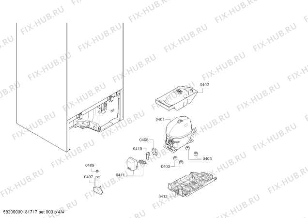 Взрыв-схема холодильника Bosch KIL72SD30H - Схема узла 04