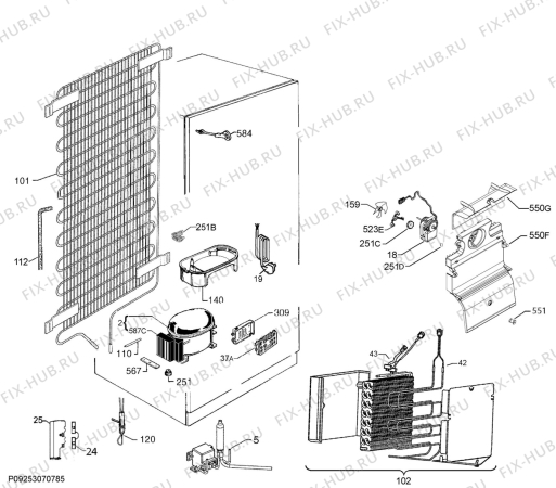 Взрыв-схема холодильника Electrolux ENNP2859AW - Схема узла Cooling system 017