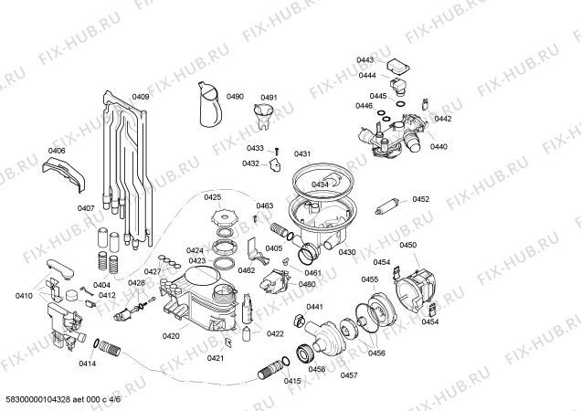 Взрыв-схема посудомоечной машины Siemens SE35M450EU - Схема узла 04