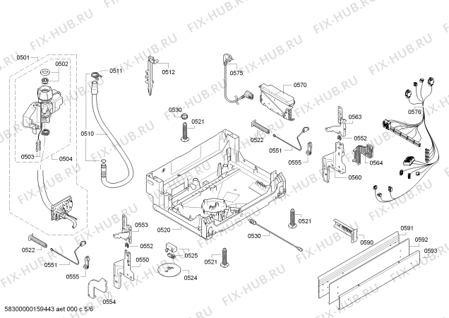 Взрыв-схема посудомоечной машины Bosch SMU85M45DE Exclusiv - Схема узла 05