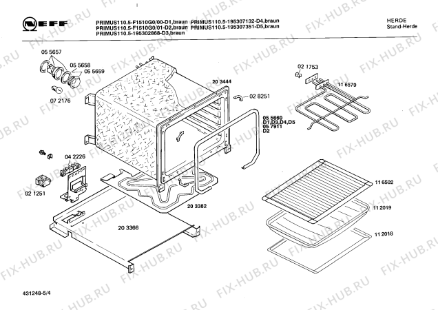 Схема №4 F1510G1 PRIMUS 110.5 с изображением Инструкция по эксплуатации для плиты (духовки) Bosch 00513175