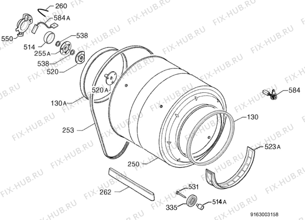 Взрыв-схема сушильной машины Zanussi TDE4224W - Схема узла Functional parts 267