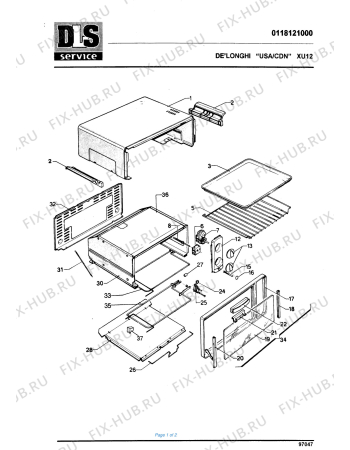Схема №1 XU150 с изображением Накладка для электропечи DELONGHI 709168