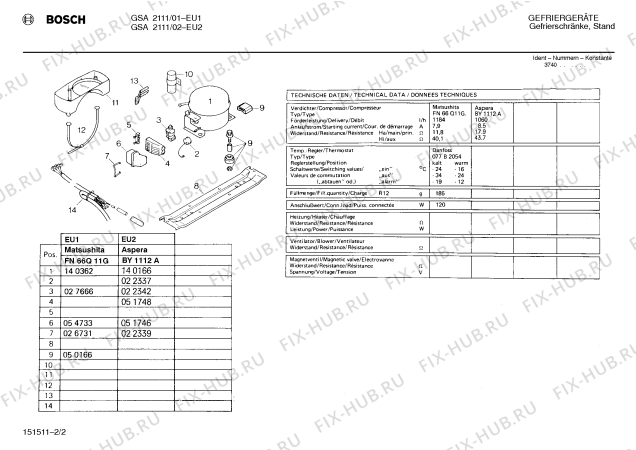 Взрыв-схема холодильника Bosch GSA2111 - Схема узла 02