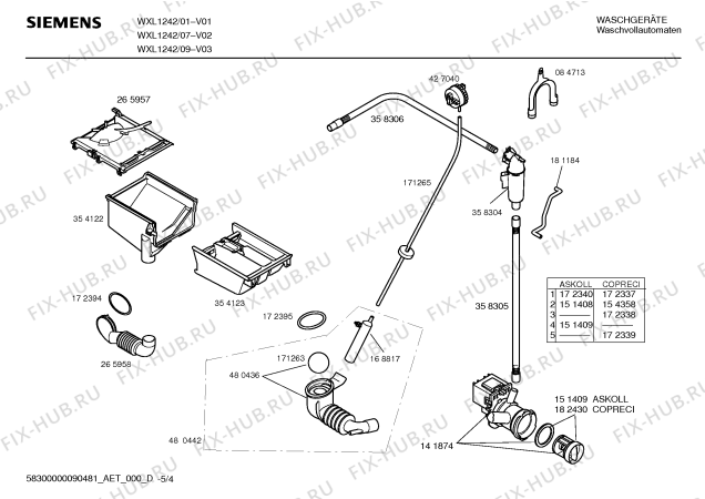 Схема №4 WXL1242 SIWAMAT XL1242 с изображением Инструкция по эксплуатации для стиралки Siemens 00591083