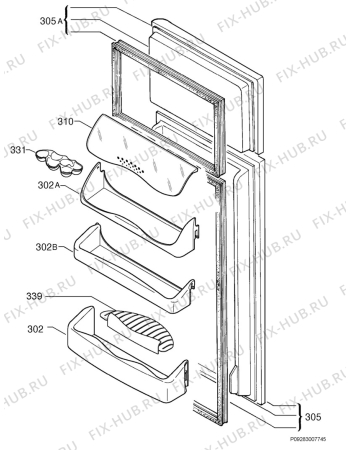 Взрыв-схема холодильника Zanussi ZD25/6D4 - Схема узла Door 003