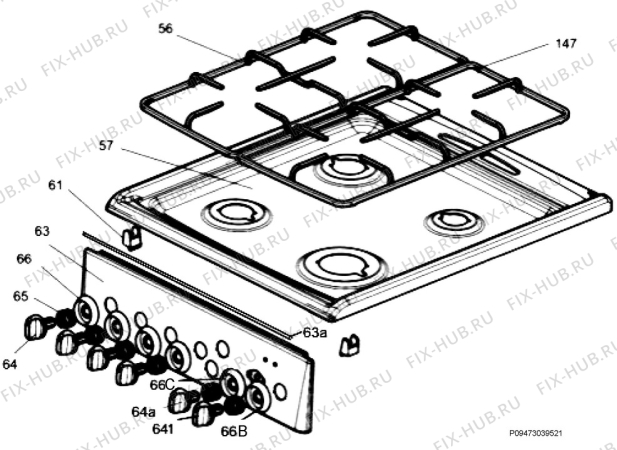 Взрыв-схема плиты (духовки) Electrolux EKG511101W - Схема узла Section 4