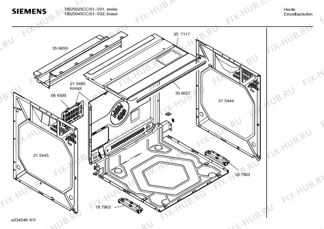 Взрыв-схема плиты (духовки) Siemens HB25045CC - Схема узла 05