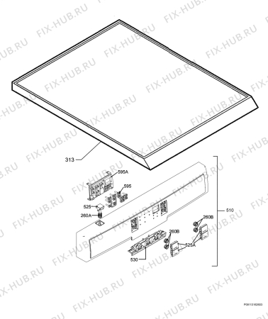 Взрыв-схема посудомоечной машины Electrolux ESF6560REX - Схема узла Command panel 037