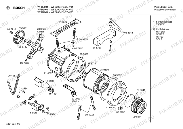 Схема №4 WFB1604PL WFB1604 с изображением Таблица программ для стиралки Bosch 00162413