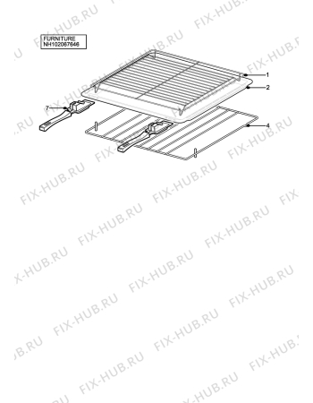 Взрыв-схема плиты (духовки) Electrolux EOD43102K - Схема узла H10 Furniture